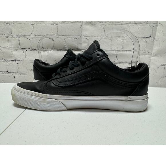 Vans Off The Wall Off Black Leather Lace-Up Side-Zip Shoes Women's Size 7 - Picture 5 of 10